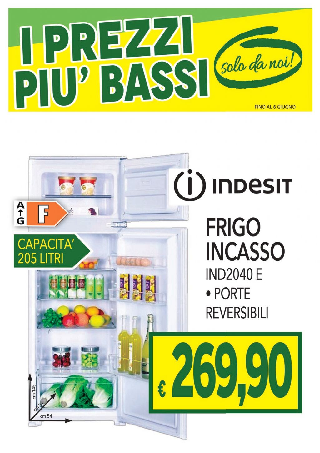 FRIGO INDESIT INCASSO IND2040E DOPPIA PORTA STATICO